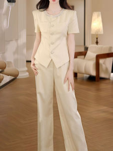 Fashionable Elegant Summer New Arrival Short Sleeve Wide Leg Pants Two Piece Set Womens Perfume Style Top Quality Ensemble