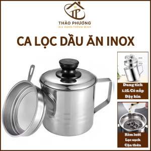 Ca Lọc Dầu Inox 304 Lọc Dầu Tách Cặn Lưới Lọc Siêu Mịn Dung Tích 1 Lít Inox Không Han Gỉ