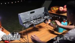 สองหัวเตาเทปคาสเซ็ต พกพากลาง แจ้งตั้งแคมป์หม้อหุงบาร์์บีคิวเตา แก๊สตั้งแคมป์กันลมเตา ครัวเรือนไฟเตา พับเตา กลางแจ้ง สมาชิกประหลาด 8 ประสิทธิภาพ กระจาย 2 สมุหแล่น