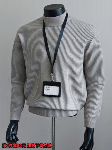 เสื้อสเวตเตอร์คอปกสูงครึ่งตัวแขนยาวถักหนาสำหรับผู้ชาย ทรงหลวม สไตล์ฤดูใบไม้ร่วงและฤดูหนาว 2025 แฟชั่นใหม่