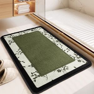 VIKAMA Vintage Floral Bath Mat Non Slip Absorbent Bathroom Floor Mat Shower Rug Home Decor Indoor Doormat Garden Porch Patio