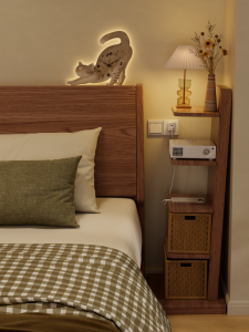 DONGMU | Multi-layer Storage Bedside Table Wood
