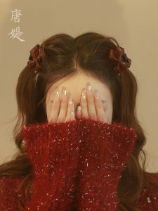 คลิปหนีบผมผูกโบว์หนังสไตล์ย้อนยุคขนาดเล็กสำหรับผู้หญิง คลิปหนีบผมหน้าม้า ทรงผม 2025 ใหม่ คลิปหนีบผมหนังสัมผัสไฮเอนด์