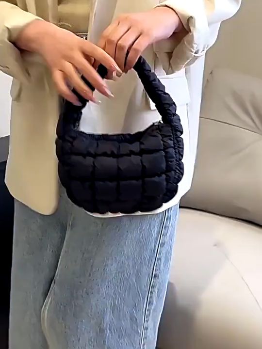 Korean Fashion Micro Cloud Bag Handbag Cotton-Padded Handbag Rhombus Embroidery Beg Tangan Gelembung Wanita Gift Bag云朵包