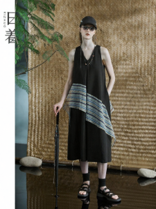 Sleeveless V-Neck Print Long Dress