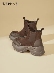 Daphne | Giày Boots Gót Dày Lót Len Tăng Chiều Cao