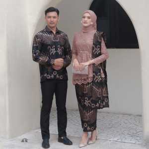 Batik Couple Sarimbit MALDIVA Series Rose Brown Kebaya Engagement Wisuda Modern Kekinian - Zafina Series Couple Premium Lavender