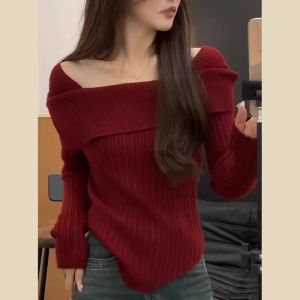 HUOLISI | Off-Shoulder Fashionable Autumn Womens Knit Top