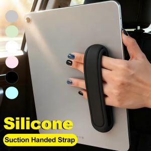 Soft Silicone Tablet Secure Hand Strap Anti Slip Finger Sling Band Handle Stand Suction Cup Elastic Belt for IPad Pro Air