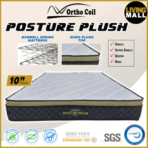 Living Mall Orthocoil 10" Posture Plush Euro Top Mattress Bonnell Spring Mattress - All Size