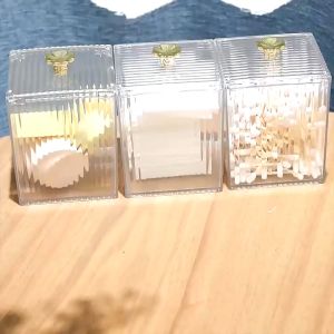 Transparent Single Tier Puff Storage Box Jar Cosmetic Makeup Organizer Cotton Bathroom Accessories