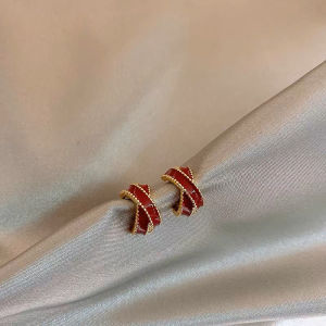 Red Cross Earrings Womens Jewelry Accessories Outlet Brand Clearance Sale Fashionable Sportswear Yoga Fitness Fan Gear