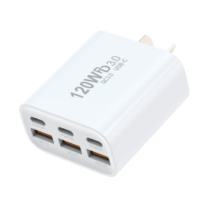 Bộ Sạc Nhanh USB C GaN 120W 6 Trong 1 Tương Thích Với iPhone Samsung Xiaomi - Cổng Sạc EU/US/AU/UK