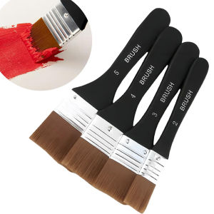 1/4 Pcs Paint Brush Flat Bright Paint Brushes Craft Basecoating Paint Brushes with Wooden Handle for Acrylic Oil Watercolor