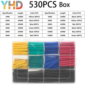 127/164/328/530PCS Heat Shrink Tubing KitElectrical Insulation Wire Wrap Cable SleeveEco Friendly Waterproof Assortment Wiring