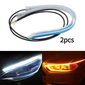 2 PCS DRL Car Flexible LED Daytime Running Lights Turn Signal Lamp Headlight Waterproof 30cm 45cm 60cm White Ice blue Yellow Blu
