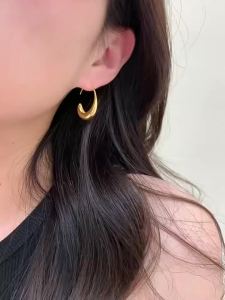 Elegant Concise Design Golden Plated Hoop Earrings for Women Bohemian Style Daily Versatile for Wedding Vintage Perfect Jewelry