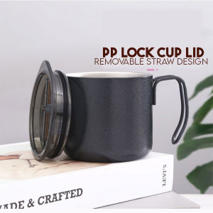 Locaupin 350ml Stainless Steel Coffee Mug with Handle Iced Drinks Insulated Cup Lid Hot Cold Beverage Home Office Use