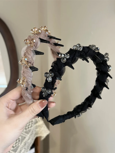 Womens Wavey Tulle Hairband Wrapping Headband Anti-slip Face Wash High Top Sensation Press Hair Clip Hair Accessories