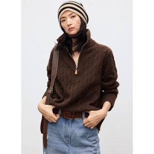 YUANYA | Áo Sweater Dệt Kim Dây Cổ Rộng Kiểu Vintage
