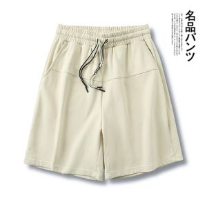 New American Style Sporty Shorts Mens Summer Heavyweight Pure Cotton Loop Casual Loose Straight Leg Five-Quarter Mid-Pants