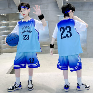 Boys Basketball Uniform Mesh Quick Dry Short Sleeve Summer Sports Set Childrens Clothing NuvxmaK Brand Thin Model Shoot