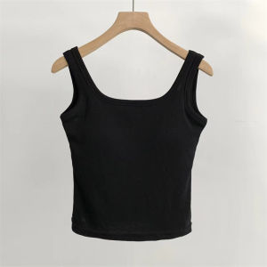 Áo Ba Lỗ Không Dây Cổ Vuông Màu Trắng Ngọt Ngào Và Cay Nồng Có Đệm Ngực Cho Nữ Mùa Hè Có Thể Mặc Ngoài Trời Thể Thao Lưng Đẹp