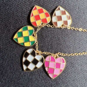 5pcs Kalung Wanita Liontin Motif Kotak Hitam Putih RantaiTitanium Steel#S10