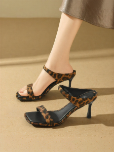 Josiny | Stiletto Heel Sandals Leopard Print