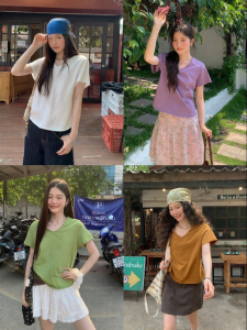 Mixd | Áo Thun Dáng Rộng Cổ V Mùa Hè