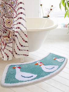 Cartoon Arc Shaped Bathroom Mat Home Use Anti Slip Floor Rug Bath Washing Mat Machine Washable Absorbent Carpet for Bathroom