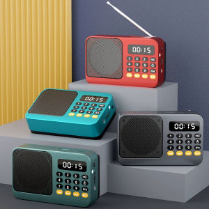 เครื่องรับวิทยุ FM แบบพกพาวิทยุ TF เครื่องเล่นเพลง USB พร้อมจอแสดงผล LCD ไฟฉาย LED Mini Retro ลําโพงบลูทูธ