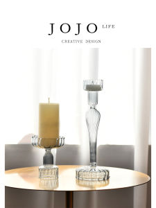 JOJOS L. PD Empty Creative Stripe Glass Candlestick Transparent Colorful Modern Simple Style Home Decoration Candle Holder