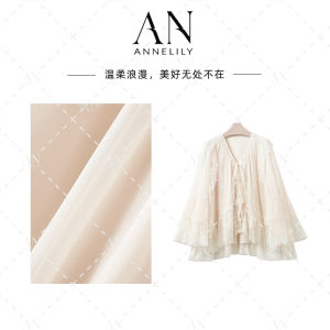 Annelily เสื้อเชิ้ตผู้หญิงสไตล์ลำลองฤดูใบไม้ผลิและฤดูร้อนที่หรูหราและมีสไตล์พร้อมคอวีแขนยาว