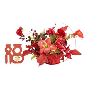 Chinese New Year Festive Iron Art Flower Vase Decorative Ornaments Indoor Simulation Flower Decoration Fruit for Good Luck