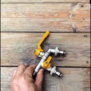 Outdoors Metal Cold-proof Lever Tap 1/2 Double/One Outlet Faucets for Home Garden Hose Water Ball Valve Controller Adapter