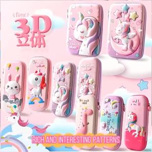 3D Unicorn Pencil Case For Kids Pencil box Large Capacity Student Cartoon Pony Stationary