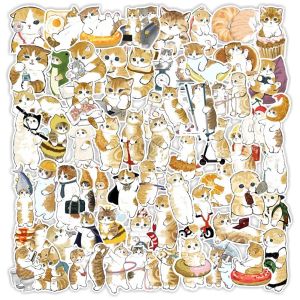 64pcs Sticker Yellow Cat Kucing Orange Stiker PVC Laptop Koper HP Anti Air