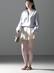 Cantonstory | Vintage Style High Waist Straight Leg Shorts