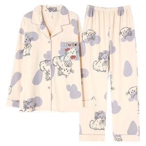 MiiOW | ชุดนอนแขนยาวผ้าฝ้ายลายการ์ตูนสำหรับผู้หญิง