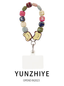 Korean Japanese Style Bear Candy Phone Strap Short Wristband Pearl Pendant Mobile Phone Accessories Cute Bead Hanging Rope