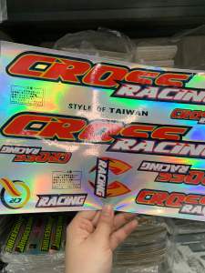 Bộ tem dán xe đạp CROSS RACING chữ màu đỏ hàng nhập Thái Lan chất lượng cao dành trang trí riêng cho dòng xe này tem màu sắc cực đẹp và bền giá bán cực tốt bán lẻ như bán sỉ