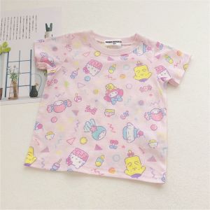 💖Ready Stock💖Kids Girls Kuromi/Melody Open Shoulders Cotton Tee (H167) 美乐蒂/库洛米开肩T恤