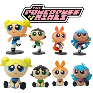 Bandai | Cartoon Anime The Powerpuff and Girls Series 4PCS Figure Kawaii Creativity Character PVC Model Desktop Toy Women Birthday Gift