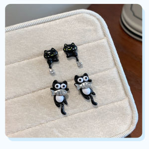 Unique Design Black Cat Fish Earrings Womens Fashion Jewelry Elegant Personality Durable Alloy Material Cartoon Style Ear Jewelry