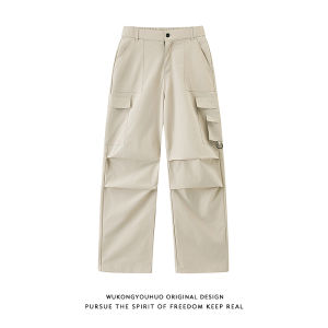 WUKONGYOUHUO | Wrinkled Large Pockets Workwear Pants