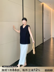 ZMA Maternity Wear Set Shoulder Pads Thin Summer New Style Sleeveless Top Maternity Pants Basic Pack Korean Style Pure Color