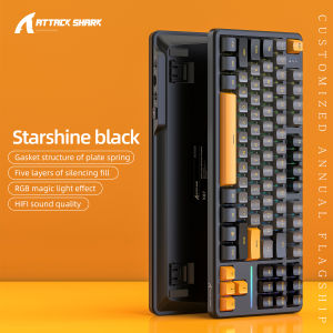 ATTACK SHARK | ATTACK SHARK X87 Compact Gasket Keyboard Five-Layer Silencing PBT Keycaps Hot-Swappable Strawberry Switches for E-Sports