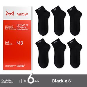 Miiow | Mens Cotton Socks Thin Breathable Antibacterial Anti-Odor Four Seasons Catman Mid-Calf Socks Pure Cotton Summer Style