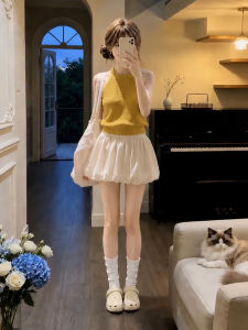 Y6Y | Dopamine Color Summer Cheerful Knit Top and Flared Skirt Set